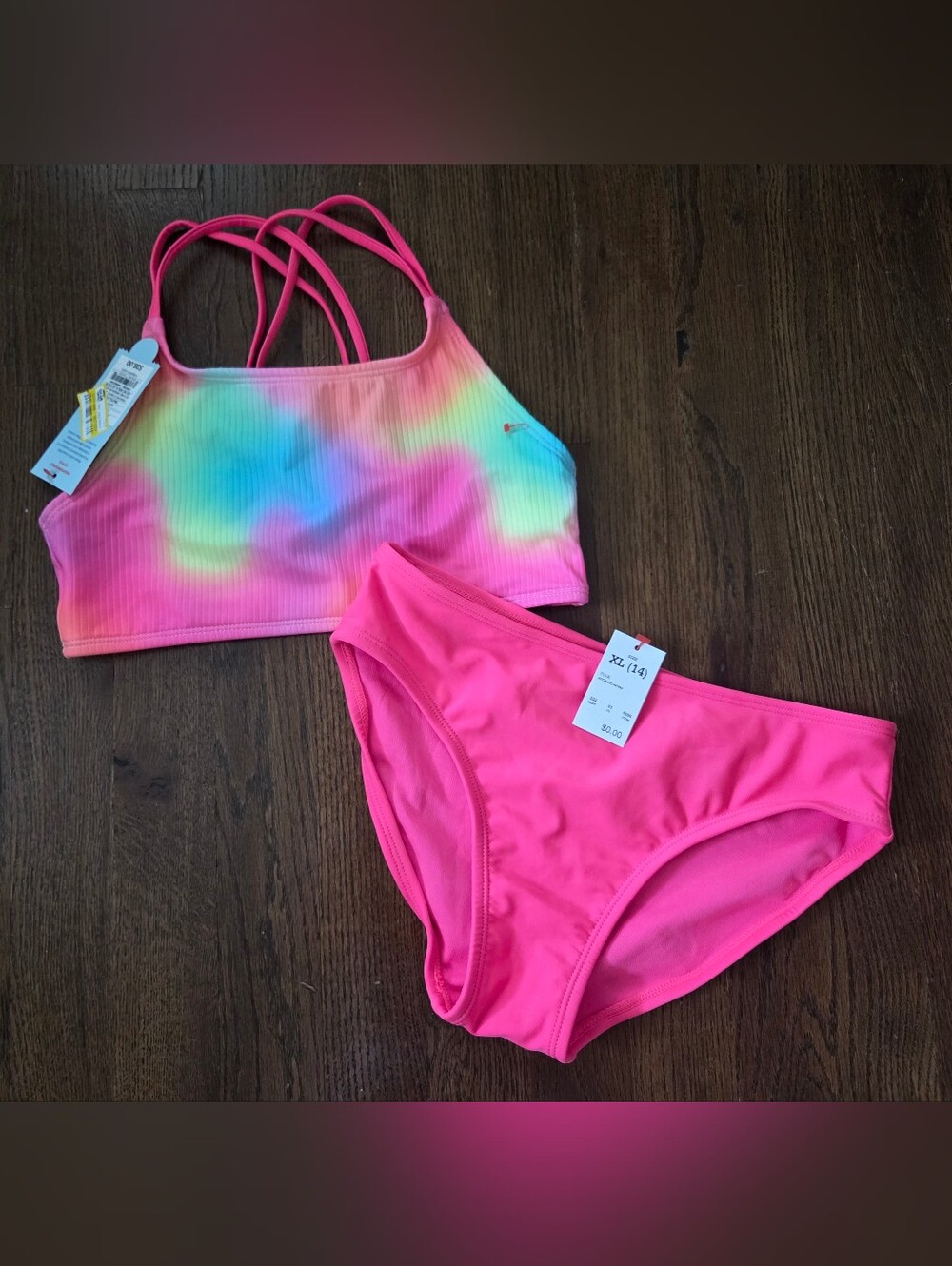 New Cat & Jack Girls XL 14 Rainbow Swimsuit